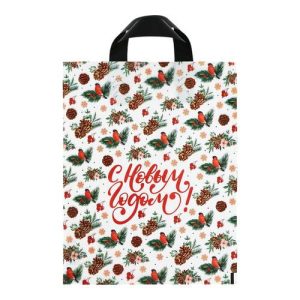 Пакет "Новогодний стиль", полиэтиленовый с петлевой ручкой 28 x 35, 50 мкм - 20 шт.