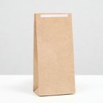 Пакет крафт бумажный фасовочный, прямоугольное дно, с клеевой лентой 8 х 5 х 17 см - 100 шт.