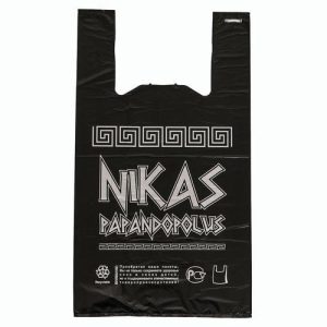 Пакет майка полиэтиленовый 30 + 16 х 55 см, 20 мкм, чёрный "Niks" - 100 шт.