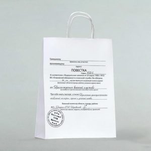 Пакет подарочный «Повестка», 24 х 10 х 32 см - 1 шт.