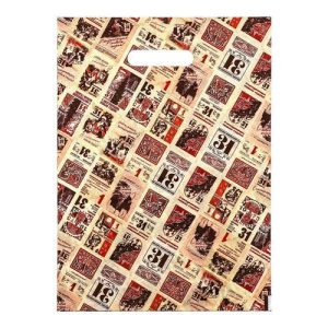 Пакет "Новогодняя газета", полиэтилен. с выр. ручкой, коричн., 30х40 см 50мкм - 10 шт.