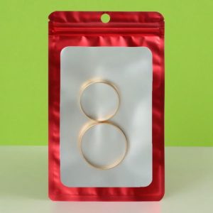 Пакет Зип-лок с окном, с еврослотом, красный, 12 х 18 см - 100 шт.