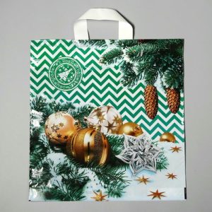 Новый год. Пакет "Иней", полиэтиленовый с петлевой ручкой 40 х 42 см - 25 шт.