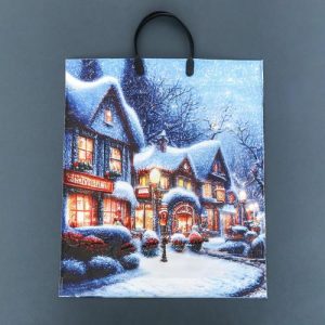 Новый год. Пакет "Рождественская ночь", полиэтиленовый с пластиковой ручкой, 37,5х44,5 см - 5 шт.