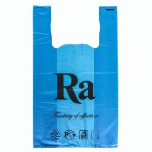 Пакет майка полиэтиленовый 30 + 16 х 53 см, 18 мкм, синий "Ra" - 100 шт.