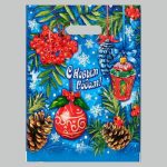 Пакет "Рябиновый этюд", полиэтиленовый с вырубной ручкой, 30х40 см, 35 мкм - 10 шт.