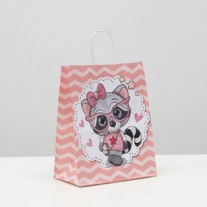 Пакет крафт "Еноты", 22 х 12 х 27 см - 10 шт.