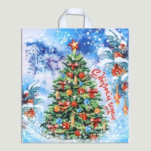 Новый год. Пакет "Здравствуй ёлка", полиэтиленовый с петлевой ручкой, 40х42 см - 25 шт.