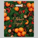 Пакет "Спелая зима", полиэтиленовый с вырубной ручкой, 40х47 см, 45 мкм - 5 шт.