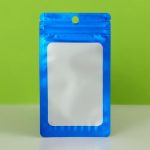 Пакет Зип-лок с окном, с еврослотом, синий, 7,5 х 13 см - 100 шт.