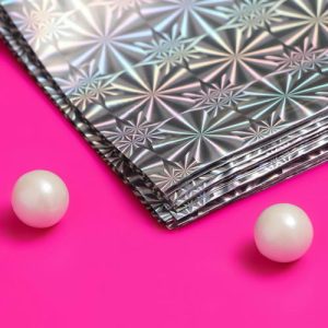 Пакет подарочный голографический с липкой лентой, "Калейдоскоп", 10x14+2 см - 50 шт.