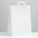 Пакет крафт без печати, белый, плоская ручка 35 х 15 х 45 см - 3 шт.