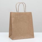 Пакет крафт без печати, круглая ручка 22 х 12 х 28 см - 20 шт.