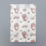Пакет бумажный с рисунком "КАРТОШКА ФРИ", жиростойкий, белый, 16,5 х 11 см - 100 шт.