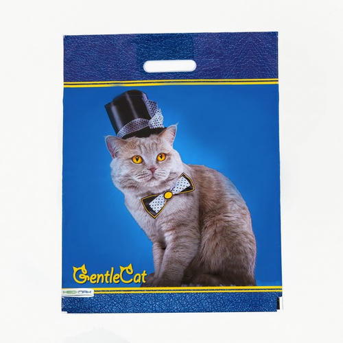 Пакет "Кот джентльмен", полиэтиленовый, с вырубной ручкой, 38 х 47 см, 60 мкм - 25 шт.