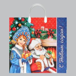 Новый год. Пакет "Канун Рождества", полиэтиленовый с пластиковой ручкой, 38х35 см - 10 шт.