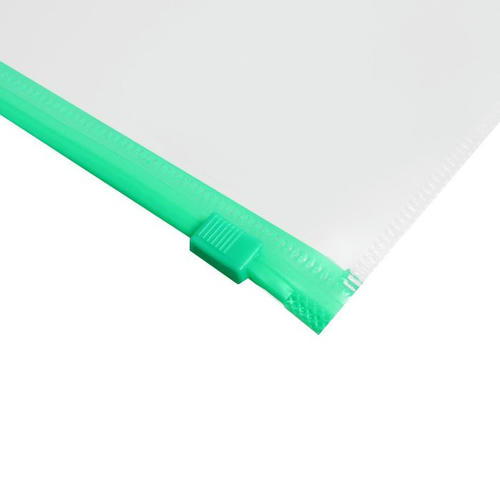 Папка-конверт на ZIP-молнии A5 150 мкм, Calligrata, прозрачная, зелёная молния - 12 шт. — изображение 2