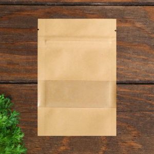 Пакет Zip-lock Крафт с прямоугольным окном, плоский, 9 х 14 см - 50 шт.