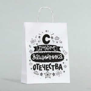 Пакет подарочный "С Днём Защитника Отечества", 24 х 10 х 32 см - 1 шт.