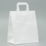 Пакет крафт без печати, белый, плоская ручка 24 х 14 х 28 см - 20 шт.