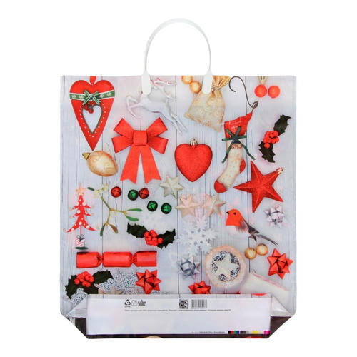 Новый год. Пакет "Коллаж сталь", полиэтиленовый с пластиковой ручкой, 44 х 40 см - 10 шт. — изображение 3