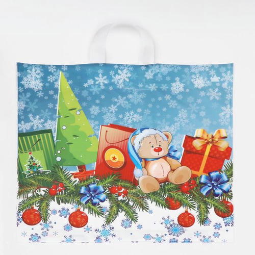 Новый год. Пакет "Подарки к Новому году", полиэтиленовый с петлевой ручкой, 42 х 44 см - 50 шт.