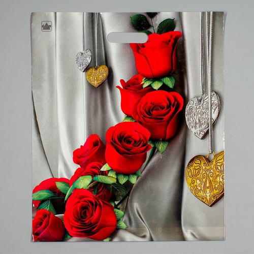 Пакет "Цветы" полиэтиленовый, с вырубной ручкой, 38 х 45 см, 60 мкм - 50 шт.