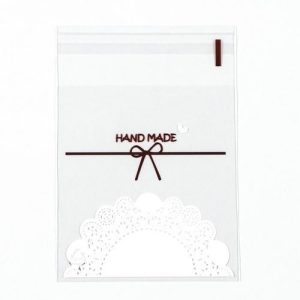 Пакет БОПП с липкой лентой, "Ручная работа", 10*11+3см - 100 шт.