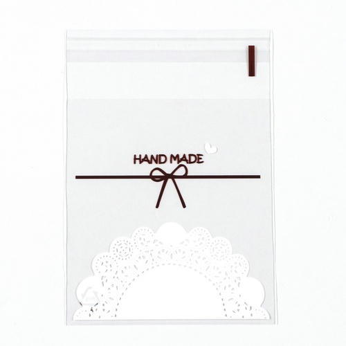Пакет БОПП с липкой лентой, "Ручная работа", 10*11+3см - 100 шт.