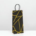 Пакет крафт под бутылку "Геометрия", 14 х 8 х 32 см - 1 шт.