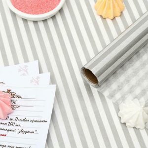 Бумага силиконизированная «Полоски», серебряные, для выпечки, 0,38 х 5 м