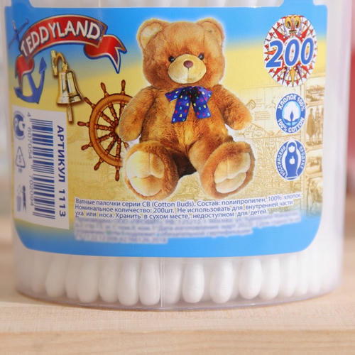 Ватные палочки Teddyland, 200 шт. в стакане — изображение 2